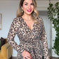 LEOPAR DESEN PAYETLİ KRUVAZE ELBİSE