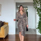 LEOPAR DESEN PAYETLİ KRUVAZE ELBİSE