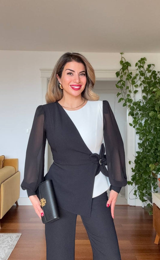 ÖZEL TASARIM SİYAH BEYAZ  TAKIM