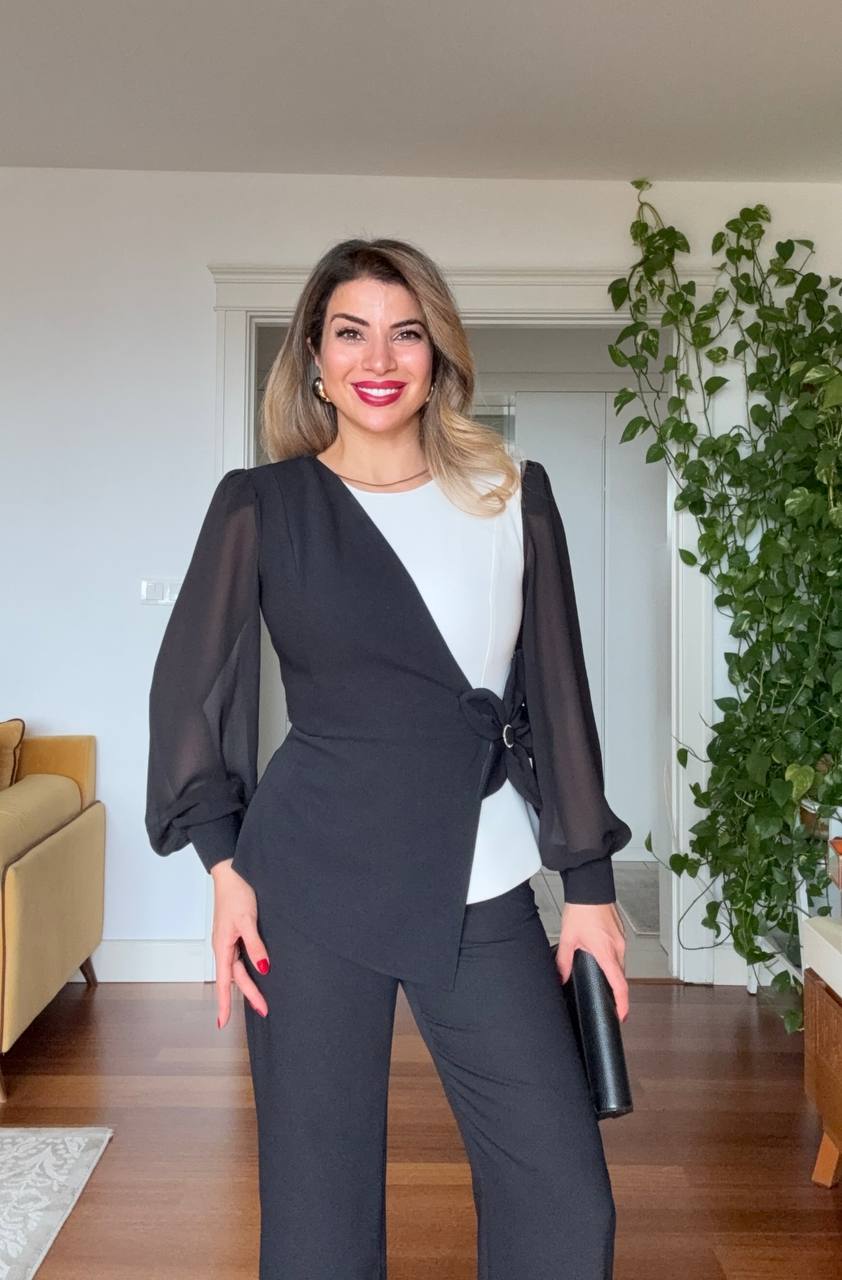 ÖZEL TASARIM SİYAH BEYAZ  TAKIM