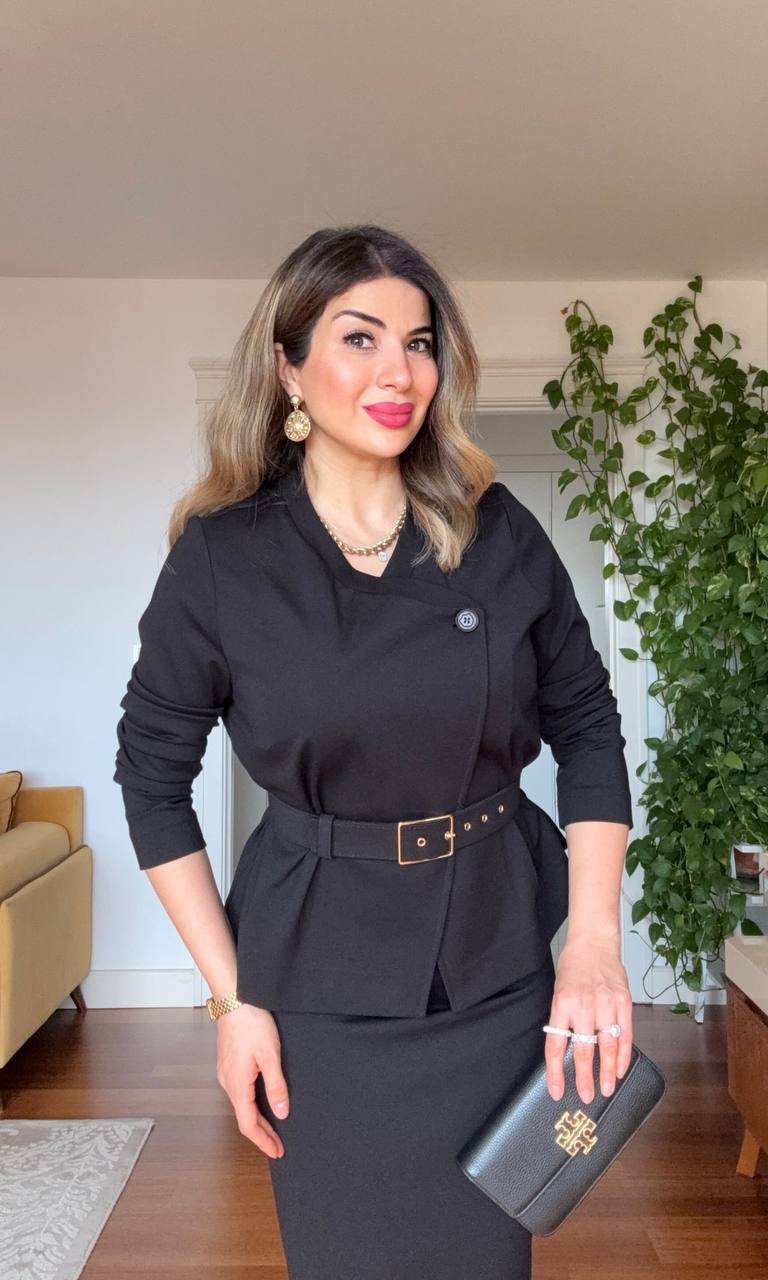 KEMER DETAYLI CEKET & ETEK TAKIM – SİYAH