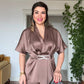 KRUVAZE BAĞLAMA DETAYLI SATEN İKİLİ TAKIM - MOKA KAHVE