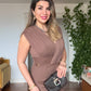 ZARİF V YAKA MIDI ELBİSE - KAHVE