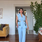 ZİNCİR KEMER DETAYLI YELEKLİ TAKIM - BEBE MAVİ