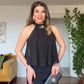 GOLD AKSESUAR DETAYLI HALTER YAKA TULUM - SİYAH