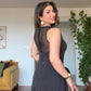 BEL TOKA DETAYLI SIRT PENCERELİ MAXİ BOY ABİYE ELBİSE - SİYAH