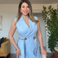 KOLSUZ BLAZER ELBISE - BEBE MAVİ
