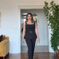 TAŞ DETAYLI PEPLUM BLUZ & KEMERLİ PANTOLON TAKIM – SİYAH