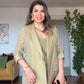 KETEN DOKULU DETAYLI BLAZER TAKIM - AÇIK YEŞİL
