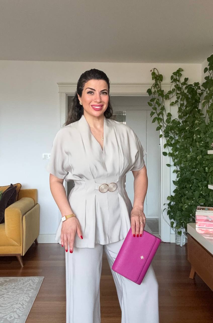KRUVAZE YAKA KEMER DETAYLI BOL PAÇA TAKIM - TAŞ