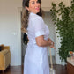 PRENSES MODEL PARLAK GÖMLEK ELBİSE -BEYAZ