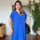 V YAKA OVERSİZE MAXİ ELBİSE - SAKS