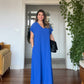 V YAKA OVERSİZE MAXİ ELBİSE - SAKS