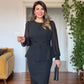 ŞIFON KOLLU DANTELLI PEPLUM ELBİSE - SİYAH