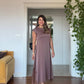 SATEN DANTEL DETAYLI MIDI ELBİSE - MOKA KAHVE