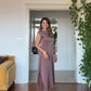 SATEN DANTEL DETAYLI MIDI ELBİSE - MOKA KAHVE
