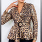 LEOPAR DESEN PUL PAYET PİLELİ TAKIM - SİYAH