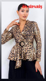 LEOPAR DESEN PUL PAYET PİLELİ TAKIM - SİYAH