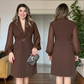 ÇİÇEK APLİKELİ ŞİFON KOL BLAZER ELBİSE – MÜRDÜM