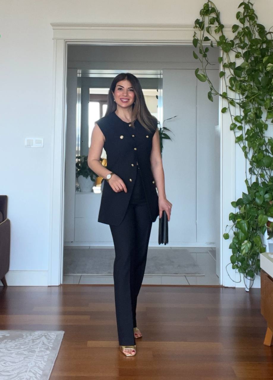 GOLD DÜĞMELİ SİYAH TAKIM