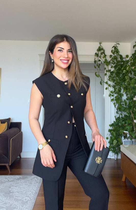 GOLD DÜĞMELİ SİYAH TAKIM