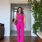 OMUZ GOLD DÜĞME DETAYLI PEPLUM TAKIM – FUŞYA