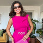 İNCİ TOKA DETAYLI PEPLUM MİDİ ELBİSE - FUŞYA