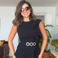 İNCİ TOKA DETAYLI PEPLUM MİDİ ELBİSE - SİYAH