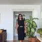 İNCİ TOKA DETAYLI PEPLUM MİDİ ELBİSE - SİYAH