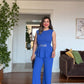 TAŞ KEMER DETAYLI VOLANLI TAKIM - SAKS