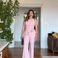 PEPLUM ÇİÇEK DETAYLI TAKIM – PUDRA