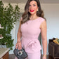 PEPLUM ÇİÇEK DETAYLI TAKIM – PUDRA