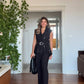 VARAK DETAYLI PEPLUM YELEK TAKIM - SİYAH