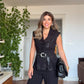 VARAK DETAYLI PEPLUM YELEK TAKIM - SİYAH
