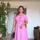 GÖMLEK YAKA DETAYLI KISA KOL ELBİSE - PEMBE