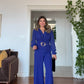 GOLD TOKA DETAYLI ŞİFON KOL TULUM – SAFİR MAVİ
