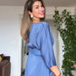 OVERSIZE KEMERLİ MİDİ ELBİSE - İNDİGO