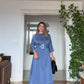 OVERSIZE KEMERLİ MİDİ ELBİSE - İNDİGO