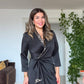 LEOPAR DETAYLI KRUVAZE ELBİSE – SİYAH