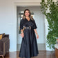 LEOPAR KEMER DETAYLI SATEN ELBİSE – SİYAH