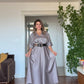 LEOPAR KEMER DETAYLI SATEN ELBİSE – VİZON