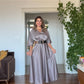 LEOPAR KEMER DETAYLI SATEN ELBİSE – VİZON