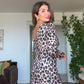 LEOPAR DESENLİ UZUN KOLLU MİNİ ELBİSE