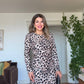 LEOPAR DESENLİ UZUN KOLLU MİNİ ELBİSE