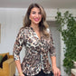 LEOPAR DESEN PUL PAYET PİLELİ TAKIM - SİYAH