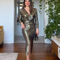 KRUVAZE GECE ELBİSE - GOLD