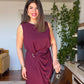 BELDEN TOKALI ELBİSE - BORDO