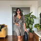 LEOPAR DESEN KEMERLİ ŞORT ELBİSE