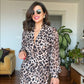 BEL BÜZGÜ DETAYLI LEOPAR ELBİSE