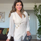 ASİMETRİK KESİM BLAZER TAKIM - EKRU